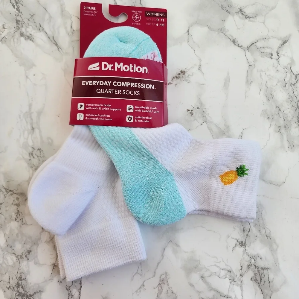 Dr. Motion Quarter Socks 6 Pairs Compression Socks Size Socks 9–11 Shoe 4-10